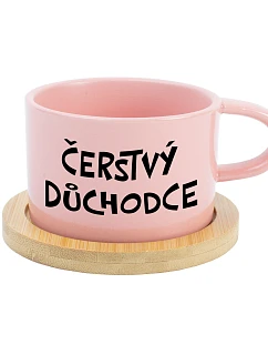 ČERSTVÝ DŮCHODCE - růžový hrníček makronka 200 ml