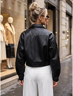 Krátka čierna kožená bunda v štýle Ramones od FashionStreet TY5844 Krátka čierna kožená bunda v štýle Ramones od FashionStreet TY5844