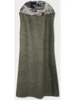 Dlhá vesta v khaki farbe s kožušinou (F51010-4)