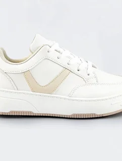 Bielo-béžové dámske športové šnurovacie topánky (S070)