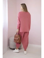 Bavlnená mikina nohavice set malinová