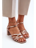 Sandały Damskie Na Słupku Sergio Leone SK065 Złote