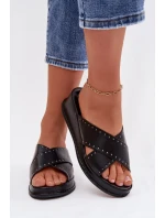 Zdobené dámské sandály na platformě z ekokůže Černé Calorissa