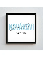 Personalizovaný magický fotoobraz v ráme - štvorec 20x20 - mená novomanželov Personalizovaný magický fotoobraz v ráme - štvorec 20x20 - mená novomanželov