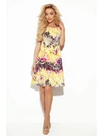 296-8 VICTORIA Trapézové šaty - žltá leopardia potlač