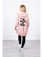 Mikina s potlačou "The world is yours" tmavo púdrovo ružová Mikina s potlačou "The world is yours" tmavo púdrovo ružová