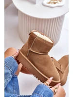 Skórzane Zamszowe Śniegowce Na Platformie Za Kostkę Camel Rianaella