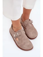 Zamszowe Półbuty Barefoot Damskie Z Klamrą Zazoo N1261 Beżowe