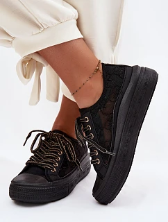 Lee Cooper Dámske šnurovacie tenisky na platforme LCW-26-44-4479 Black