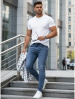 Pánske modré džínsové nohavice slim fit FashionStreet UX4481