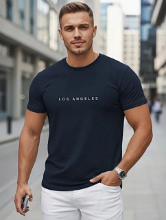Pánske bavlnené tričko s nápisom Los Angeles tmavomodré FashionStreet NX5099R