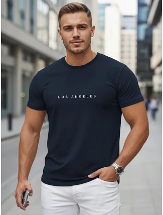 Pánske bavlnené tričko s nápisom Los Angeles tmavomodré FashionStreet NX5099R Pánske bavlnené tričko s nápisom Los Angeles tmavomodré FashionStreet NX5099R