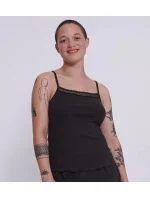 Dámske tričko GO Ribbed Spaghetti Top - BLACK - black 0004 - SLOGGI Dámske tričko GO Ribbed Spaghetti Top - BLACK - black 0004 - SLOGGI