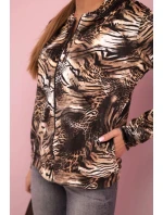 Dámska mikina so zvieracou potlačou a zipsom béžová Dámska mikina so zvieracou potlačou a zipsom béžová