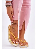 Damskie Modne Klapki Japonki Big Star LL274819 Żółte