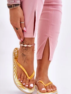 Damskie Modne Klapki Japonki Big Star LL274819 Żółte