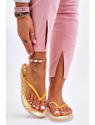 Damskie Modne Klapki Japonki Big Star LL274819 Żółte