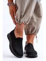 Damskie Tenisówki Materiałowe Wsuwane Czarne Adiora