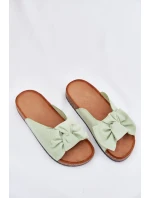 Klapki Damskie Na Korkowej Podeszwie Kokardką Miętowe Seressa