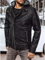 Pánska kožená bunda čierna FashionStreet TX4244