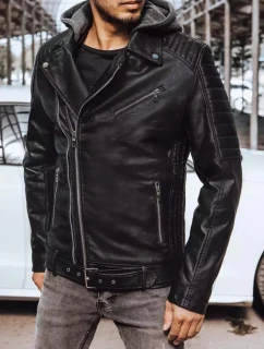 Pánska kožená bunda čierna FashionStreet TX4244