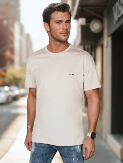 Pánske tričko s výšivkou Cappuccino FashionStreet RX5638