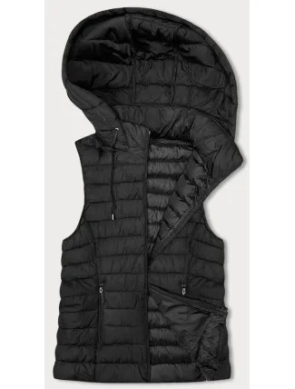 Čierna dámska prešívaná vesta s kapucňou (16M9150-392) Čierna dámska prešívaná vesta s kapucňou (16M9150-392)