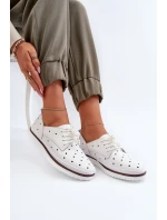 Skórzane Półbuty Damskie Białe S.Barski LR182