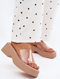 Dámské sandály na platformě s průhledným páskem Béžové Selestia