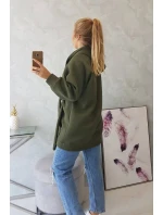 Zateplená bunda s viazaním v páse khaki farby Zateplená bunda s viazaním v páse khaki farby