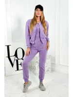 Set 3 v 1 mikina s cvočkami + top + nohavice fialka