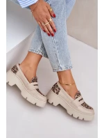 Dámske kožené mokasíny s platformou a plochými podpätkami Leopard Light Beige Zazoo 20191 Dámske kožené mokasíny s platformou a plochými podpätkami Leopard Light Beige Zazoo 20191