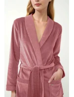 Dámsky zamatový župan 21143 Powder Pink - Vamp
