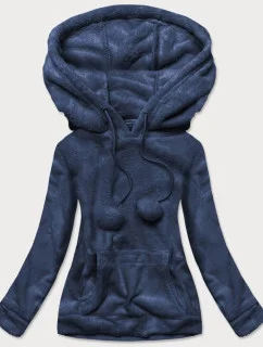 Tmavo modrá dámska plyšová mikina (HH033)