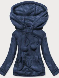 Tmavo modrá dámska plyšová mikina (HH033)