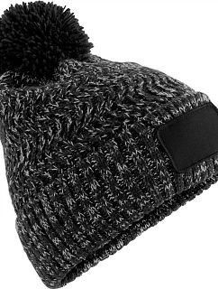 Beechfield B 331 Pletená čiapka s bambulou „Ramble Patch“ 53.0331 black twist