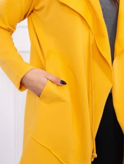 Voľná bunda s kapucňou v horčicovej farbe