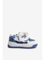 Sneakersy Damskie Na Platformie Niebieskie Moariella