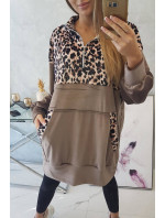 Velúrové šaty s mocca leopardím vzorom