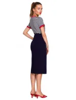 Sukňa s vysokým pásom S297 tmavo modrá - Stylove Sukňa s vysokým pásom S297 tmavo modrá - Stylove