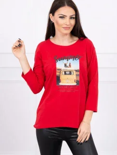 Blúzka s potlačou Letné auto červená