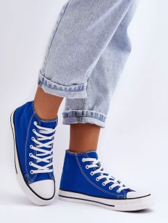 Damskie Trampki Klasyczne Wysokie Niebieskie Remos