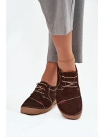 Skórzane Półbuty Damskie Z Przeszyciami Artiker 57C2114 Brązowe