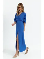 K163 Maxi šaty - modré