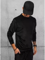 Pánska čierna velúrová mikina FashionStreet BX5534 Pánska čierna velúrová mikina FashionStreet BX5534