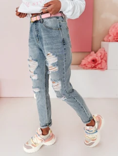 Dámske džínsové nohavice mom fit s dierami MOMVIBE blue FashionStreet UY2459