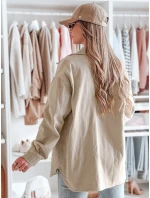 Dámska prechodná oversize košeľová bunda KOSMOJACK j.beige FashionStreet TY4842 Dámska prechodná oversize košeľová bunda KOSMOJACK j.beige FashionStreet TY4842