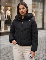 Dámska zimná prešívaná bunda s kapucňou, čierna, FashionStreet TY6082 Dámska zimná prešívaná bunda s kapucňou, čierna, FashionStreet TY6082