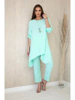 Súprava blúzka + nohavice s príveskom mätová Súprava blúzka + nohavice s príveskom mätová