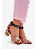 Lakierowane Sandały Damskie Na Słupku Vinceza 20266 Różowe